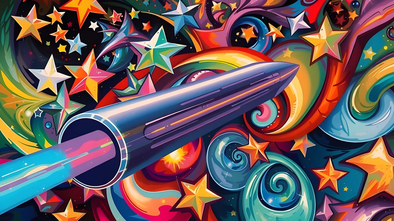 Surreal, Cosmic Vortex in Vibrant Oil Painting Style