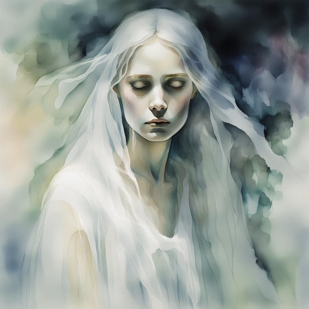 Ethereal Ghost Portrait in Watercolor