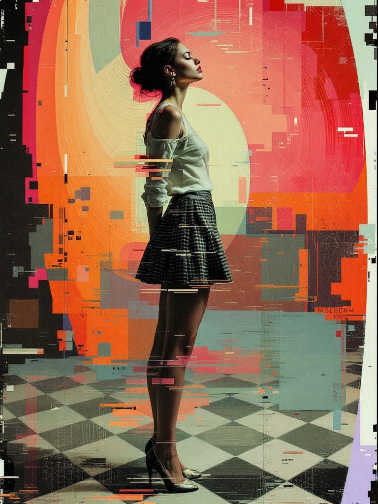 Glitch Art Figure Study with Fragmented Typography