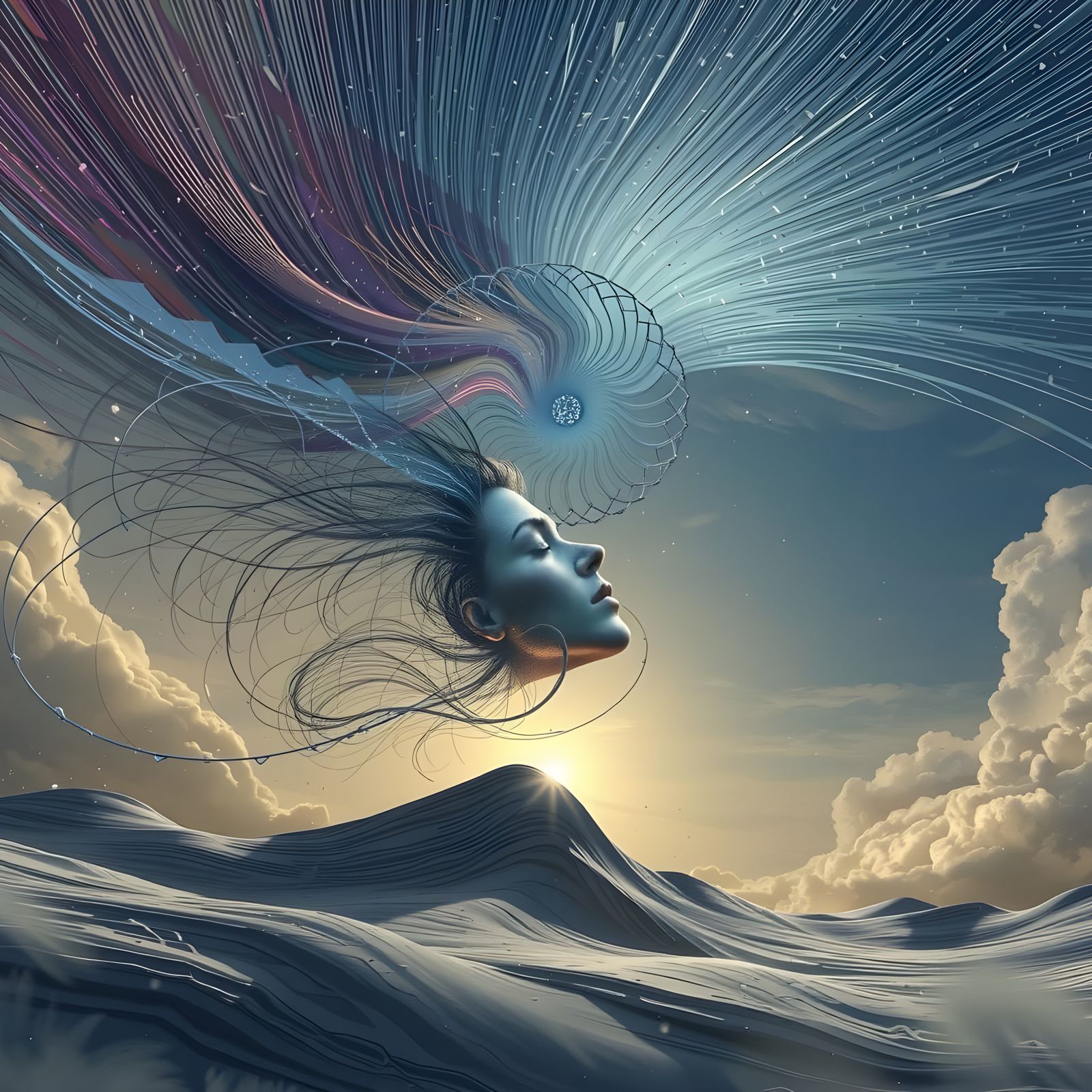 Surreal Dreamscape in Vibrant Watercolor