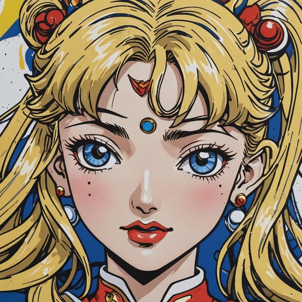 Sailor Moon Close-Up in Pop Art Style