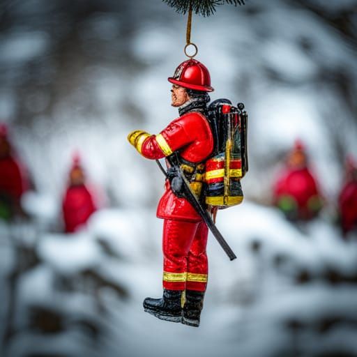 Fireman Glass Ornaments on Christmas Tree