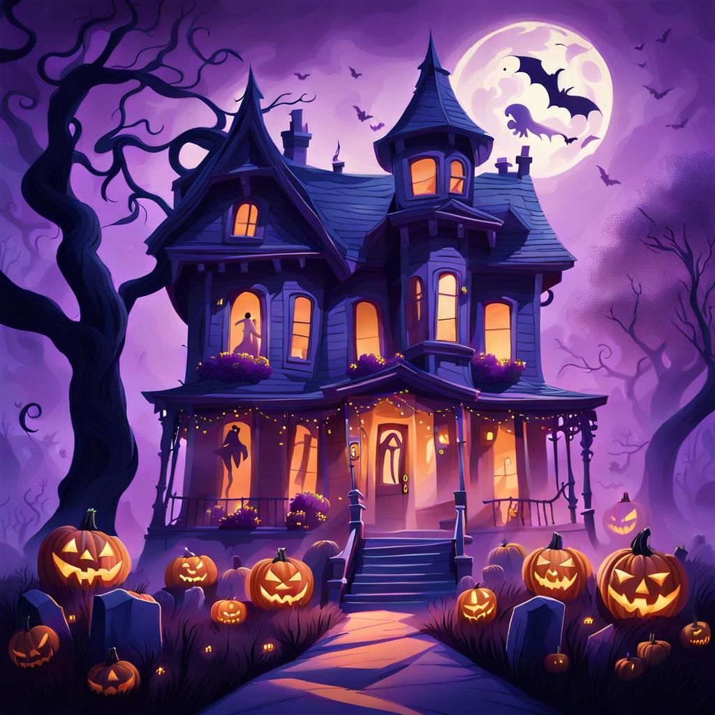 Eerie Halloween House in Dreamy, Fantastical Style