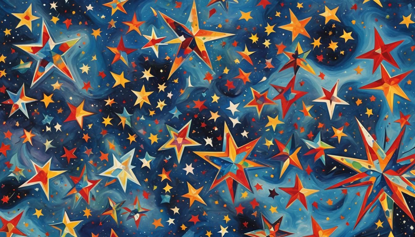 Dynamic Star Cluster in Cerulean Sky, Kandinsky Style