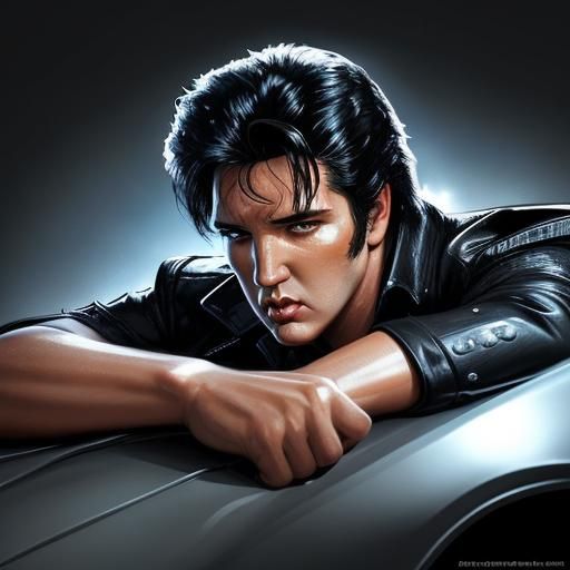 Elvis and KITT: Hyperrealistic Splash Art Portrait