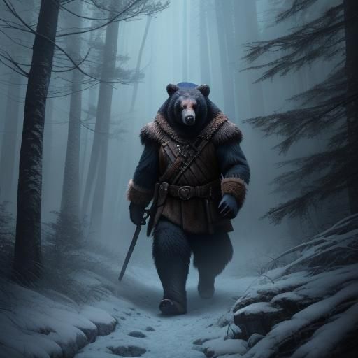 Bear in Mystical Forest: Fantasy Concept Art
