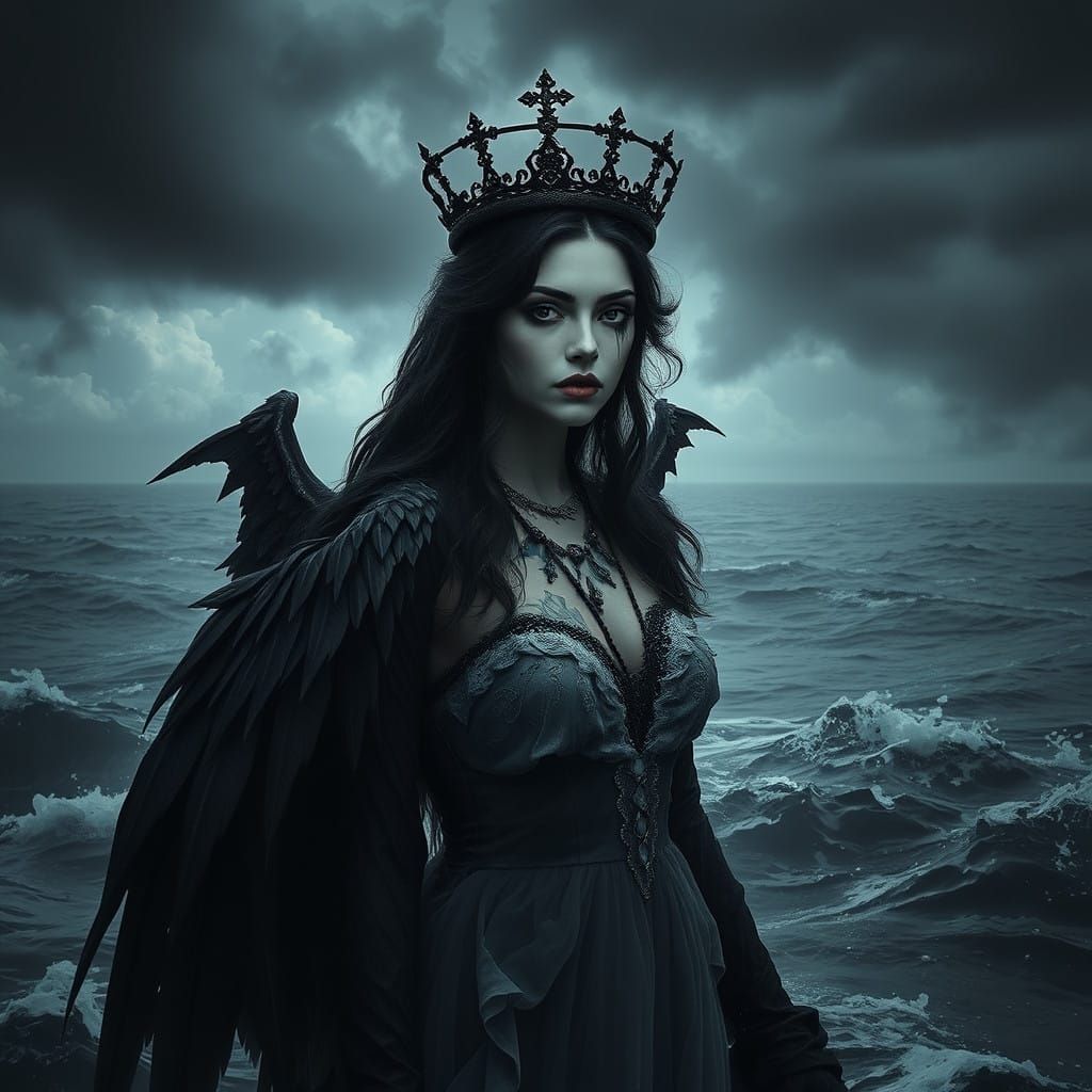 Vampire Goddess on Stormy Sea