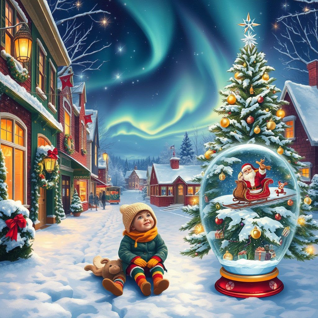Winter Wonderland Scene in Classic Illustration Style