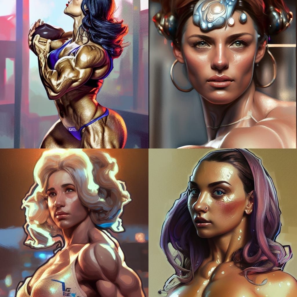 Hyperdetailed Portrait of a Jewish Female Bodybuilder