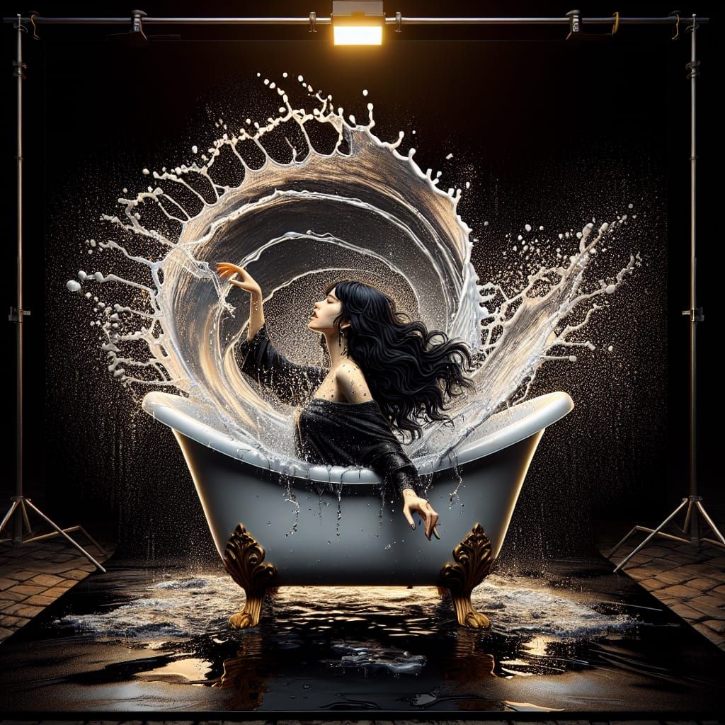 Hyperrealistic Turkish Lady Bathes on Rooftop