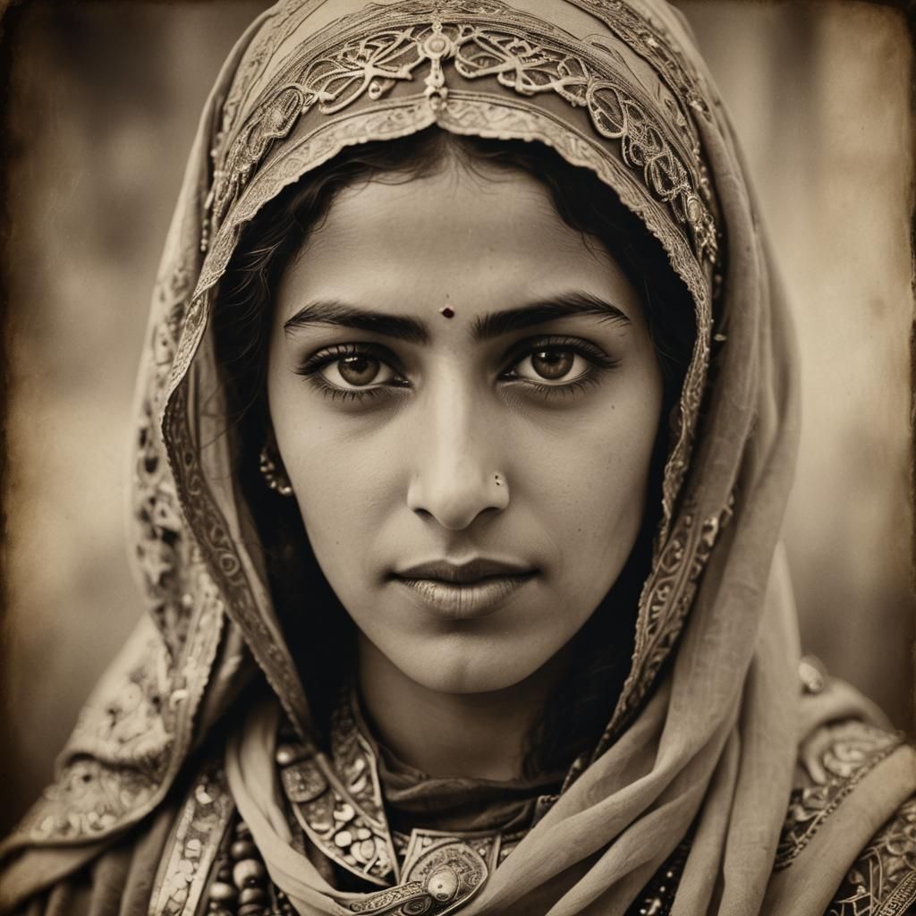 1920s Sepia Portrait of an Arabic Woman
