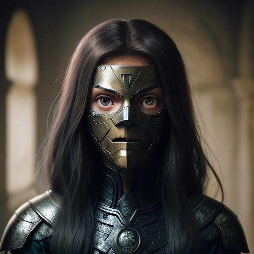 Woman in Iron Mask: Dramatic Cinematic Portrait