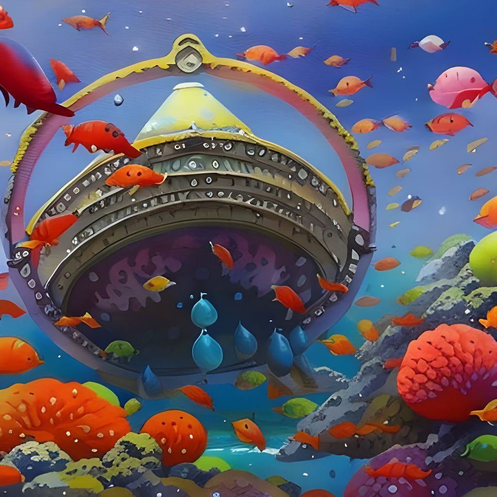 Sunken Ship Underwater Fantasy in Watercolor Style