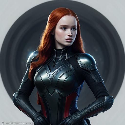 Madelaine Petsch as Elf in Tactical Leather Suit