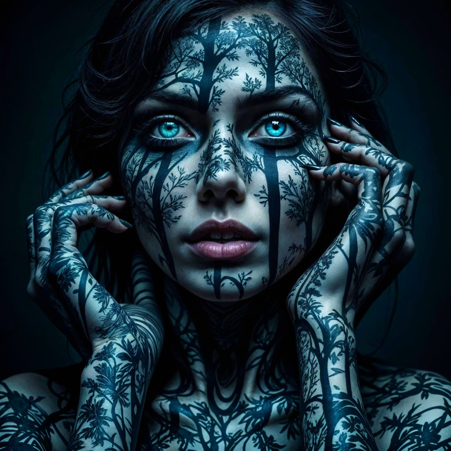 Gothic Forest Siren in Black and White