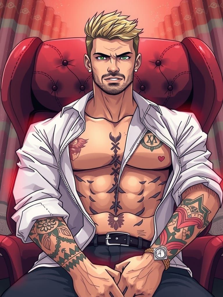 Surreal Mafia Boss in a Soft Stylized Anime Watercolour Art