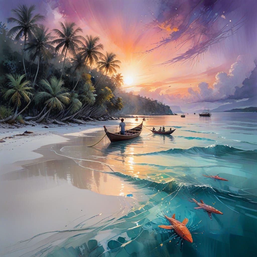 Koh Rong Coastline at Dusk: A Tropical Paradise