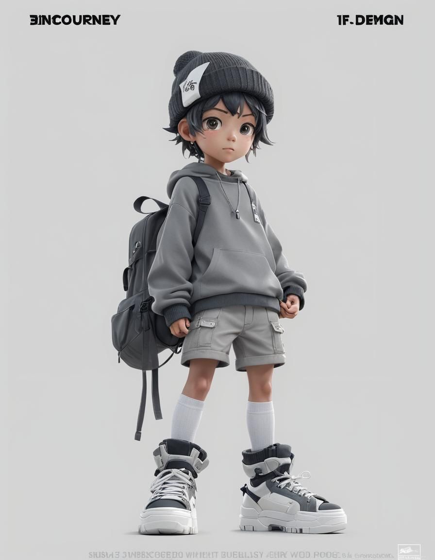 Anime Boy Figure in 3D Rendered Style