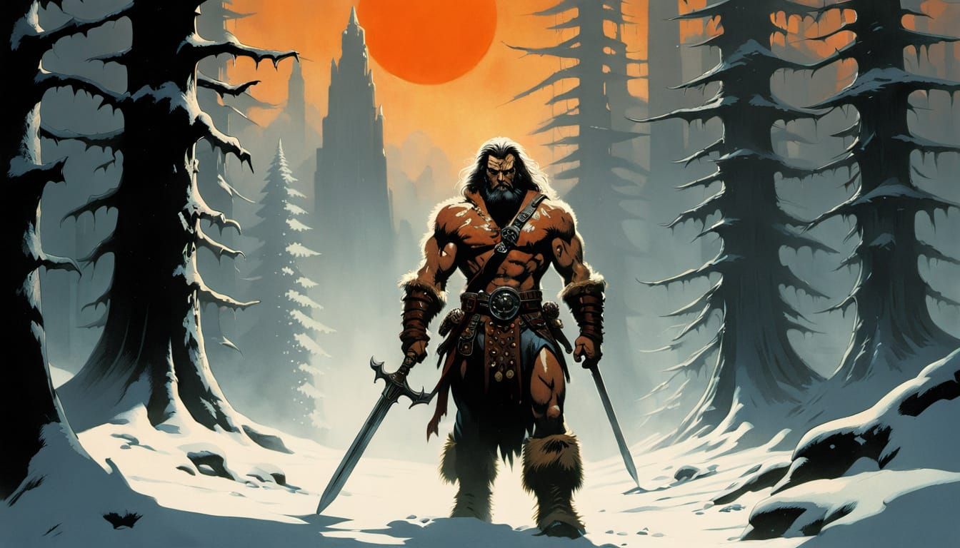 Barbarians in a Snow Forest: Cinematic Digital Art