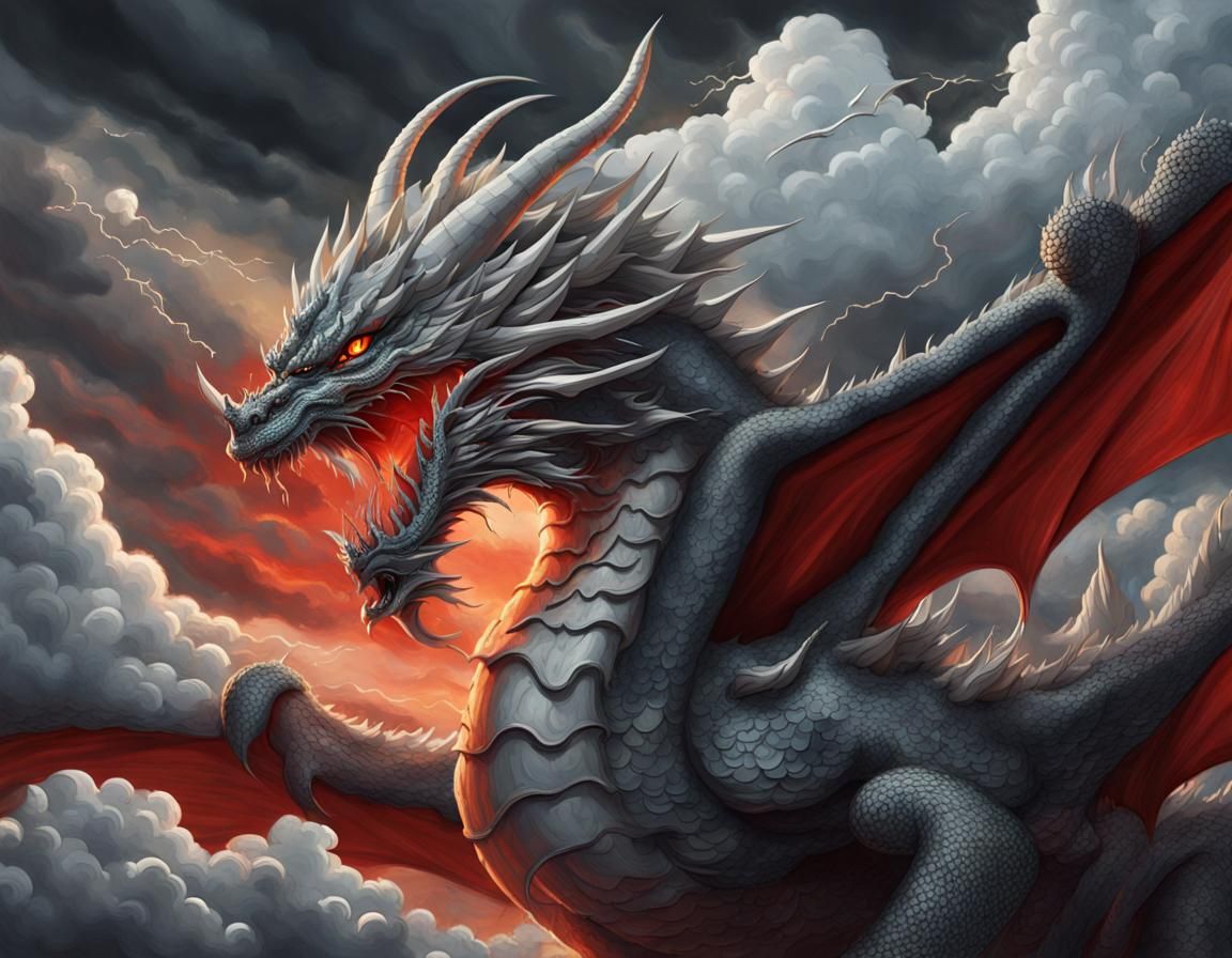 Storm Dragon Cloud Emitting Lightning Bolts