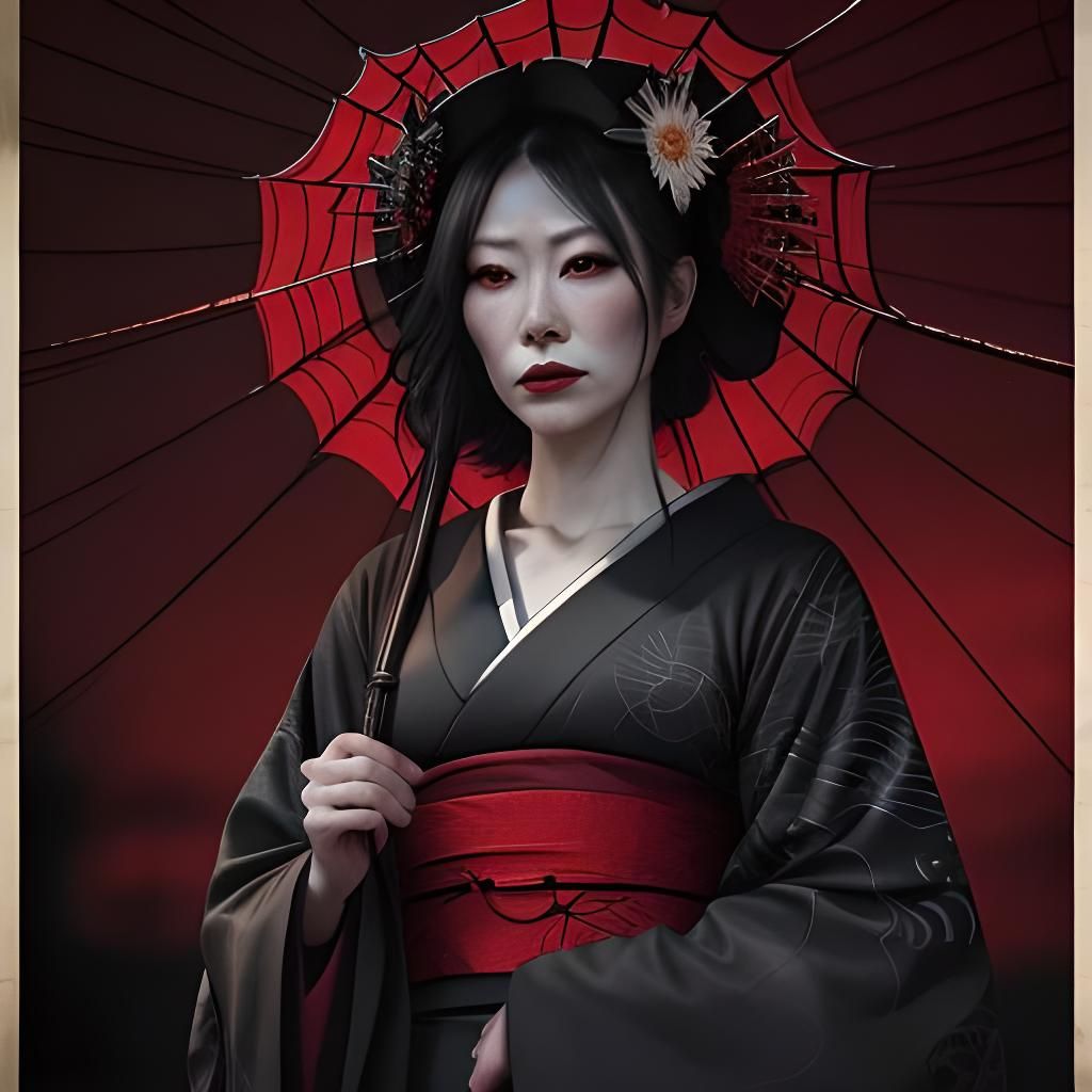 Geisha Spider Horror: Cinematic Film Still