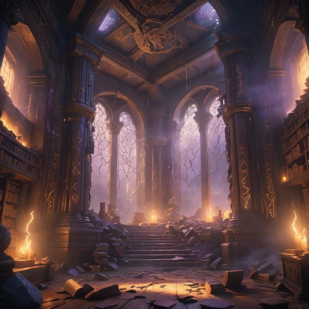 Mystical Library with Source Code in Matte Painting