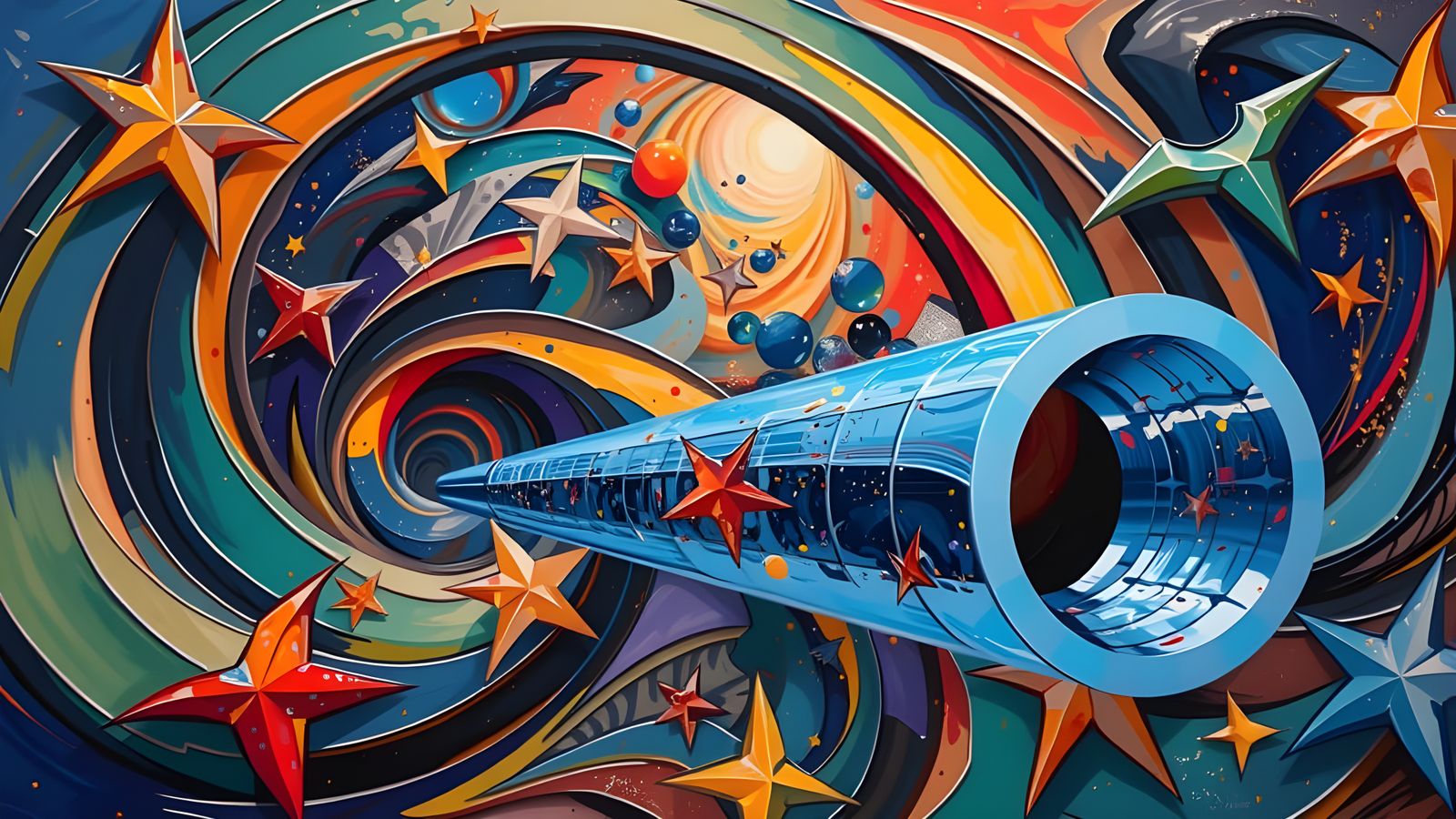 Resplendent Cosmic Vortex in Impasto Oil Paint