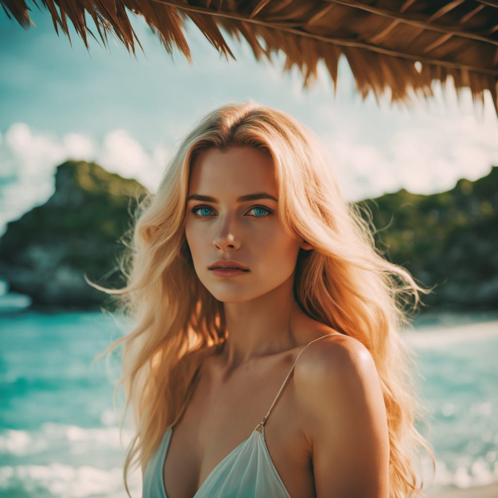 Sultry Tropical Goddess on Maldives Beach