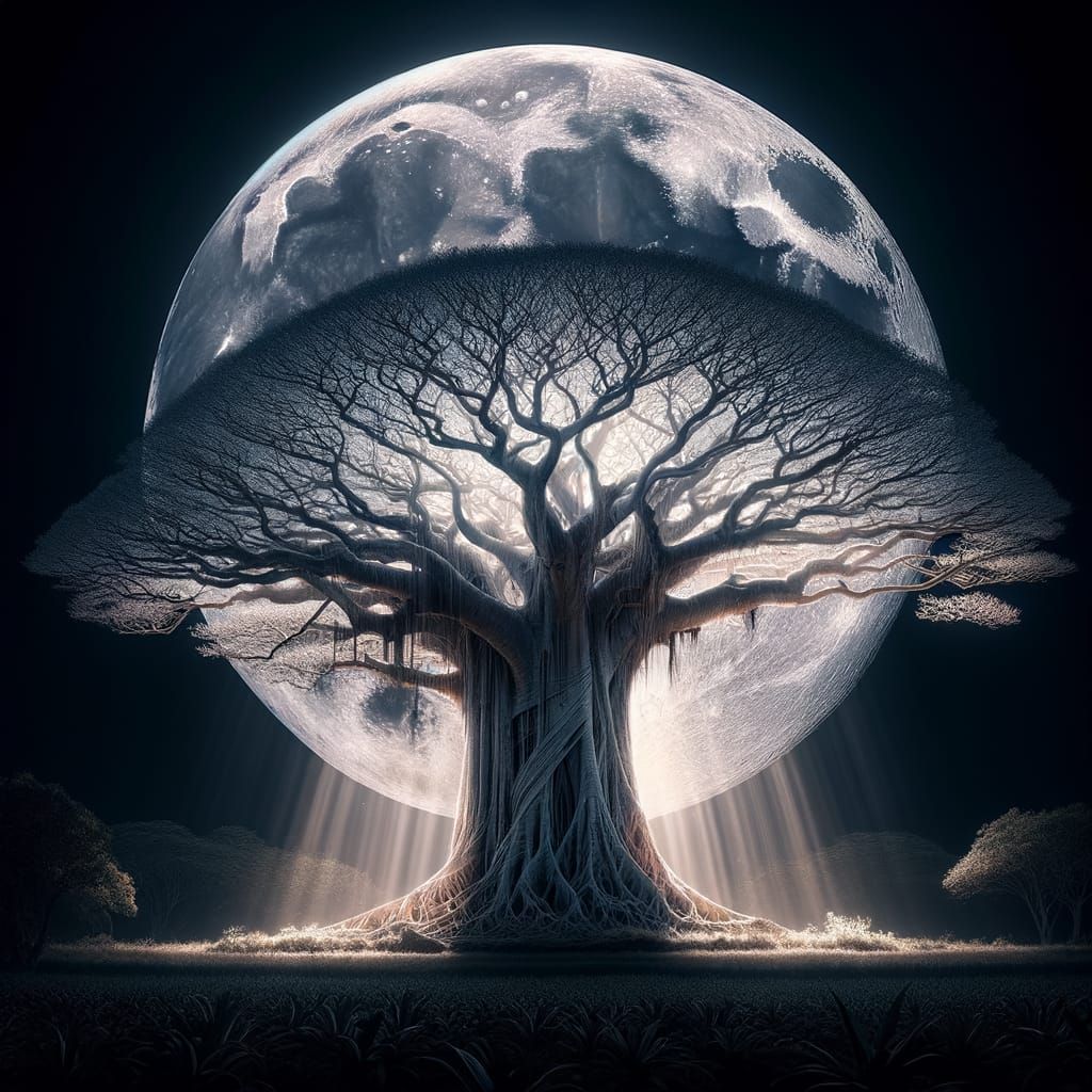 Magnificent Moon Tree Lit by Rare Alignment