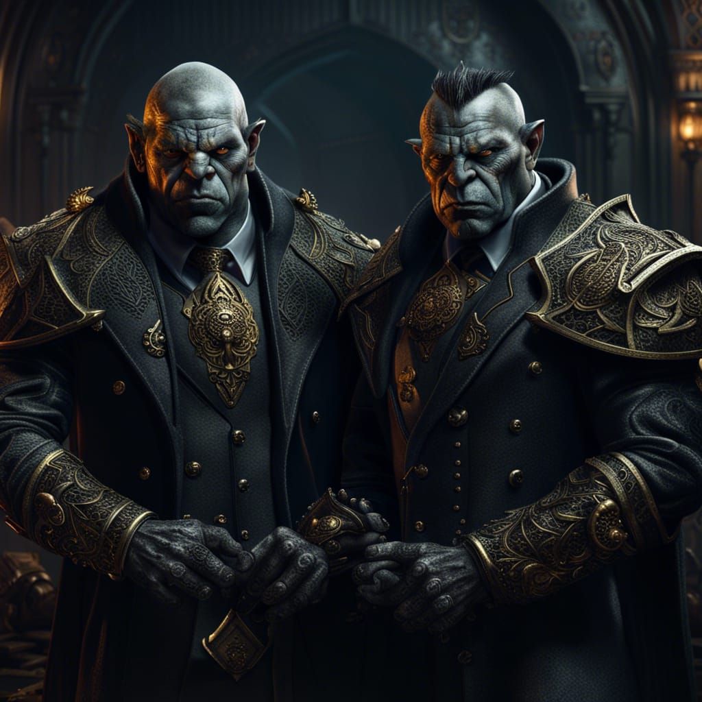 Orc Bodyguards in Suits: Detailed Matte Painting