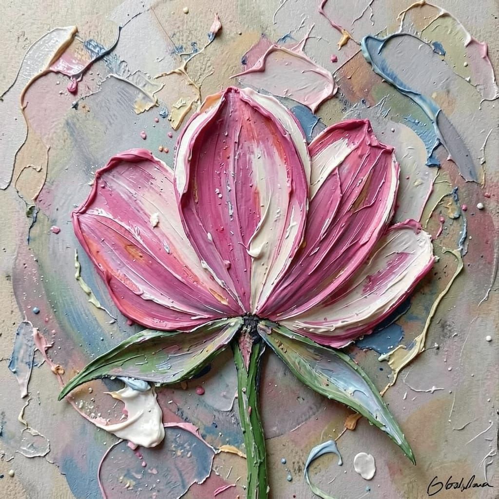 Impasto Petal Elegance Tactile Chaos