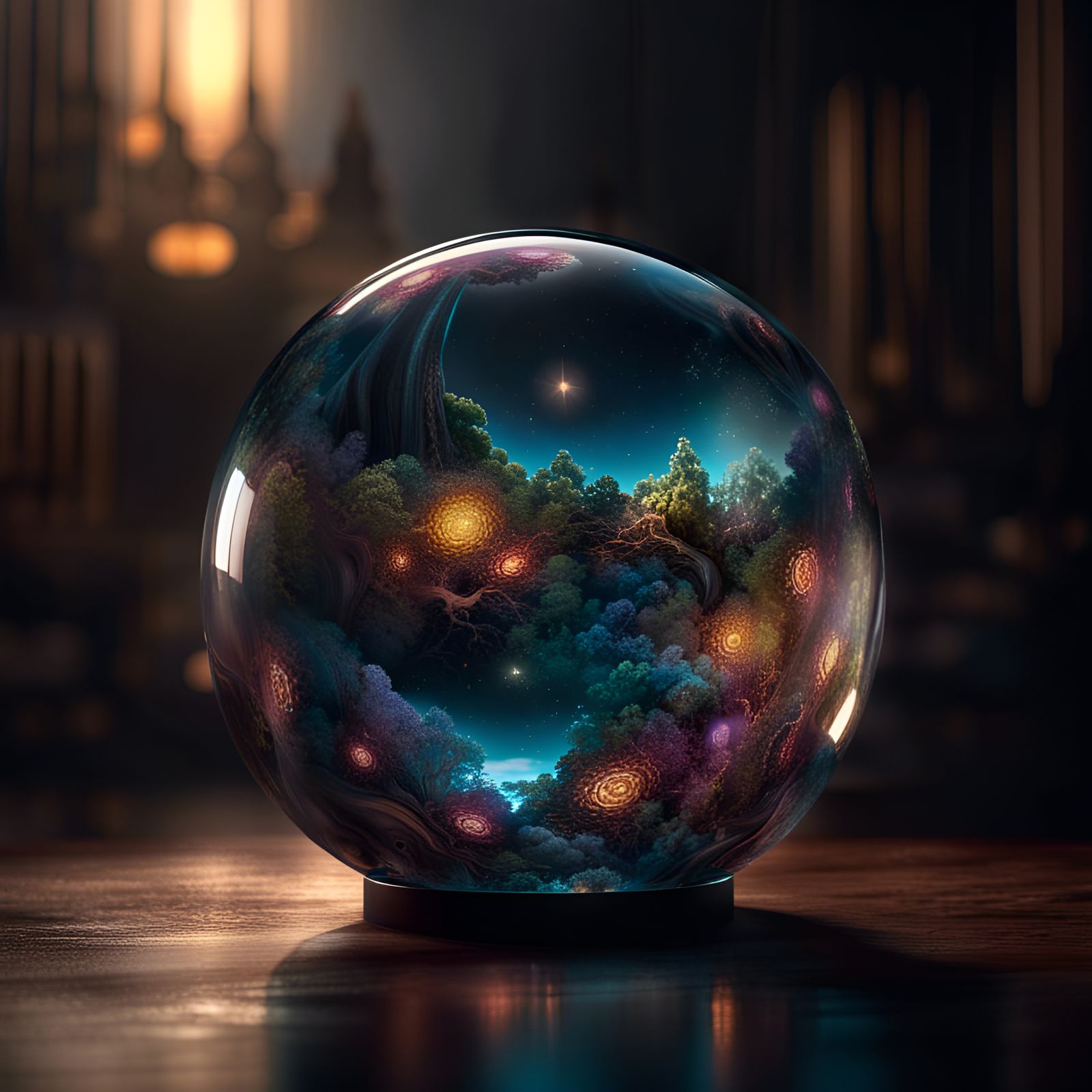 Surreal Dreamscape Captured in Glass Sphere