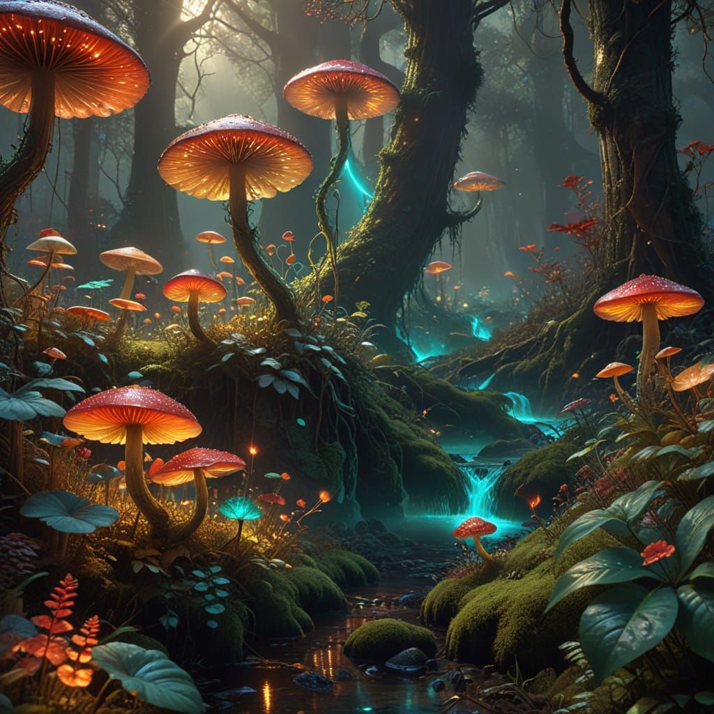Mystical Forest Realm in Vibrant Digital Art