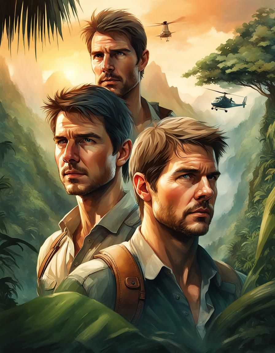 Adventure Double Exposure Poster with Jungle Scenery