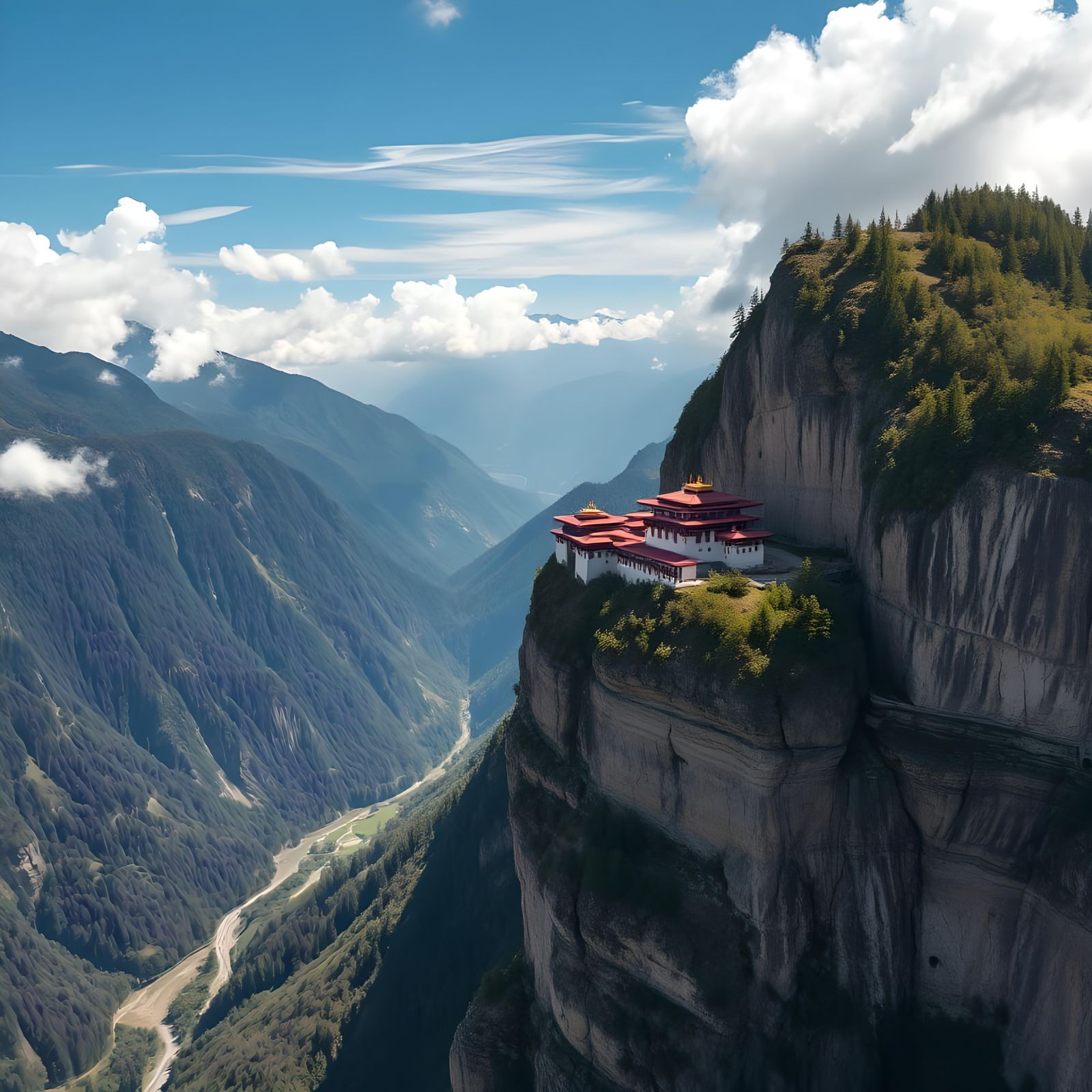 Scenic Mountain Road Curve in Bhutan