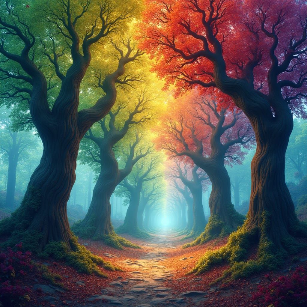 Mystical Forest of Emerald and Sapphire