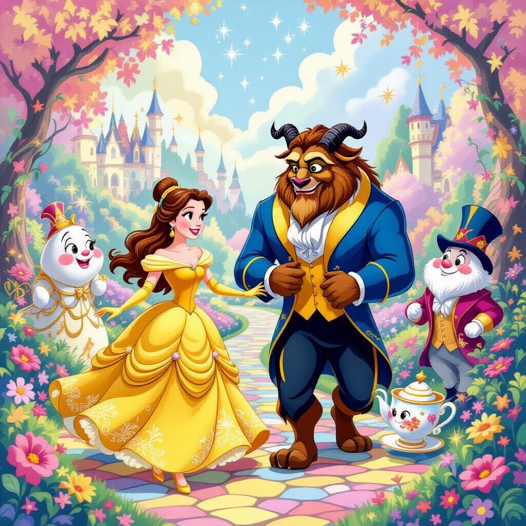 Beauty and the Beast Storybook Fantasy Poster