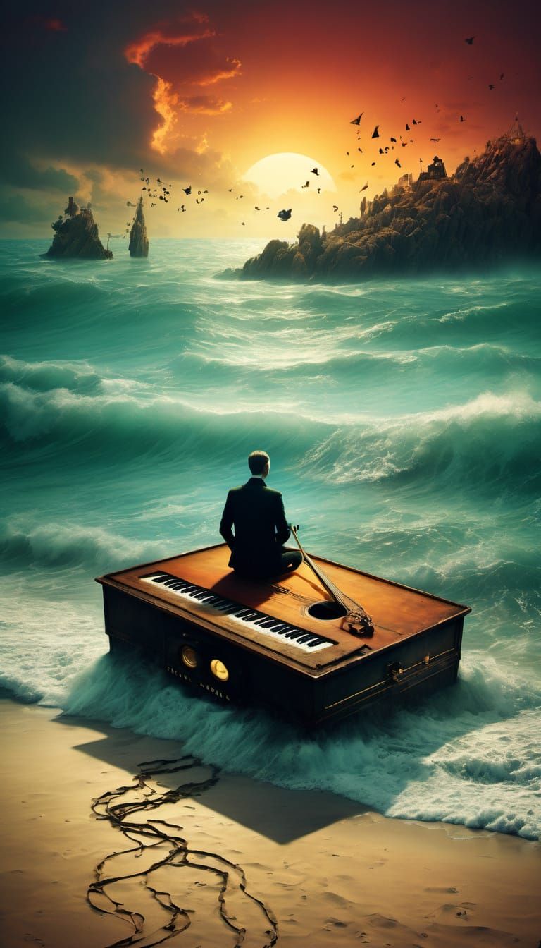 Surreal Synchromism Beach Scene