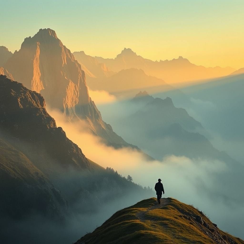 Mountain Serenity in Golden Light