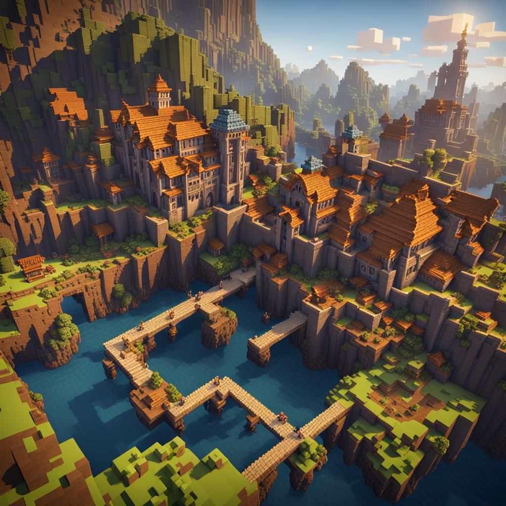 Minecraft Adventure: Detailed Matte Painting