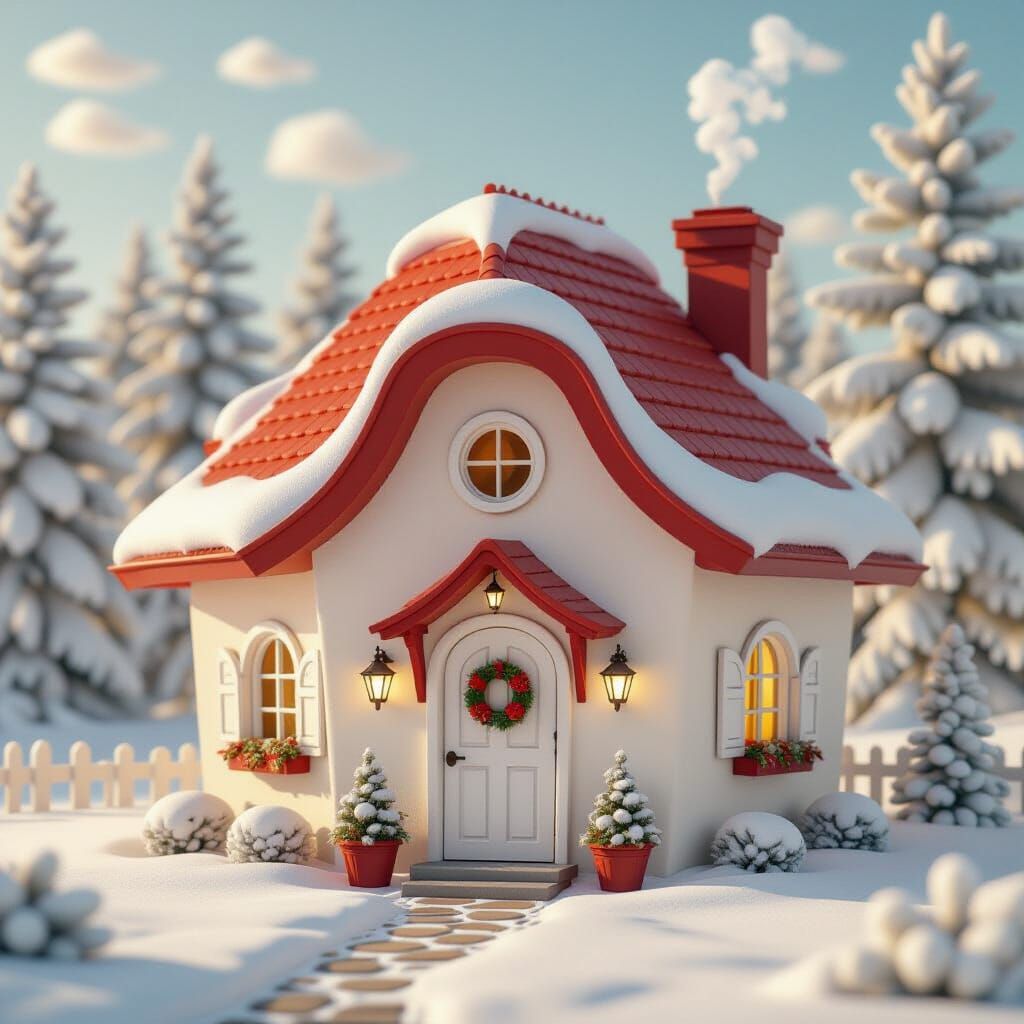 Whimsical Pinecone House in Vivid Fauvist Style