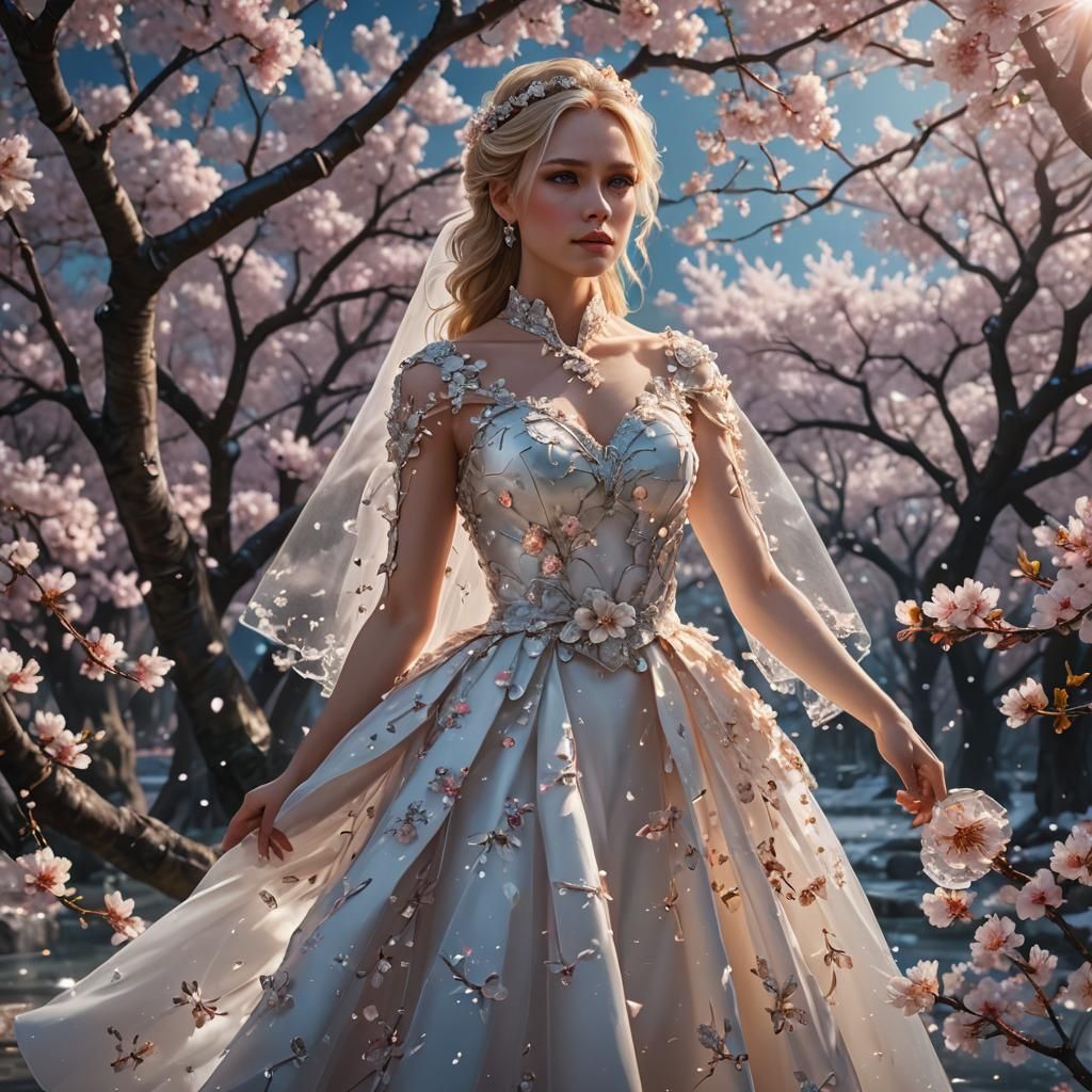 Beautiful Blonde Bride in Crystal Ice Dress