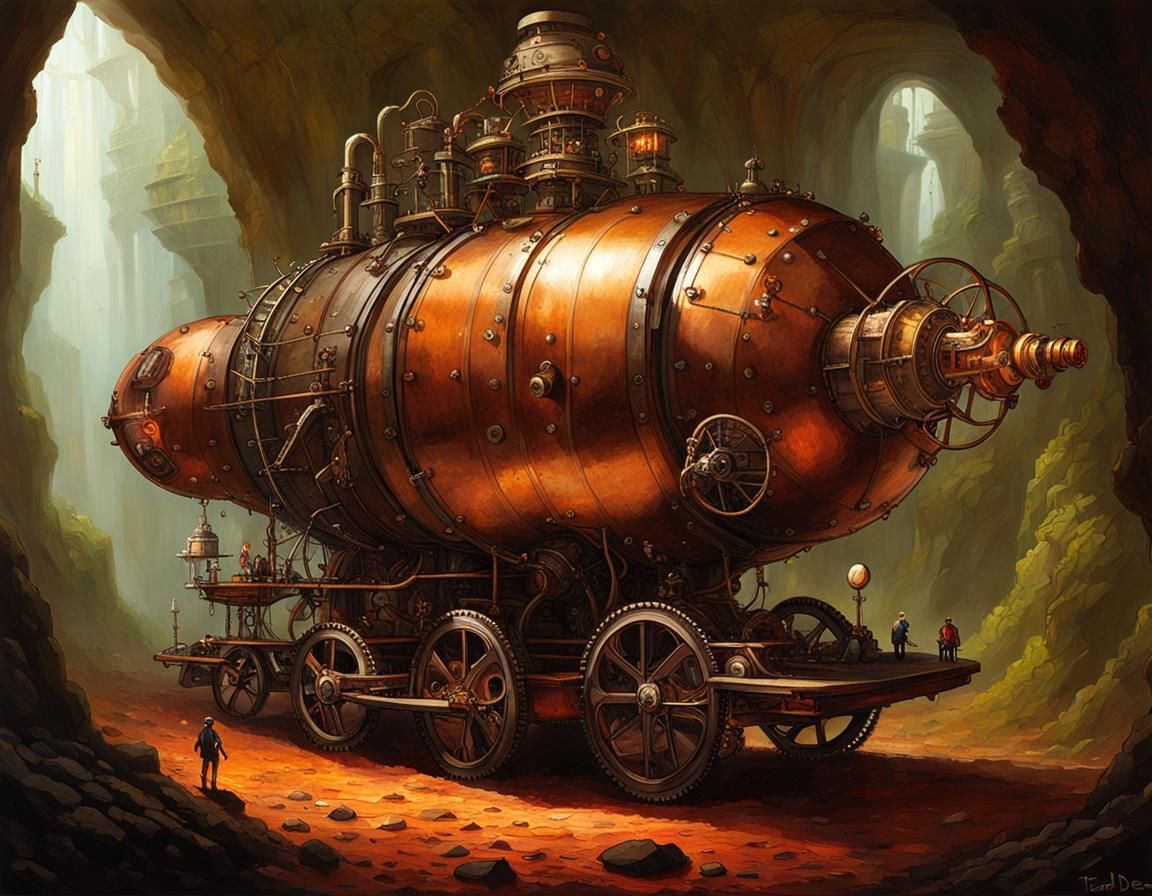 Steampunk Machine Journey to Earth's Core