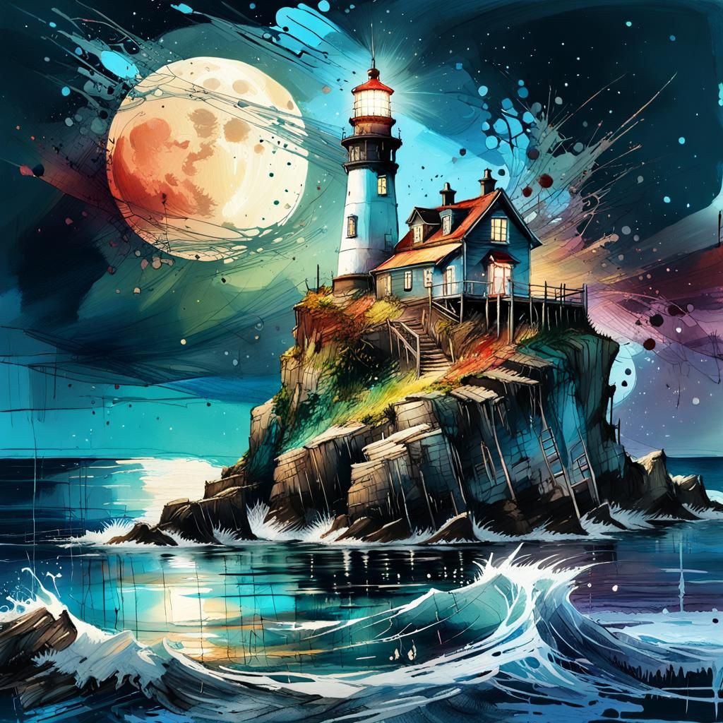 lighthouse by night