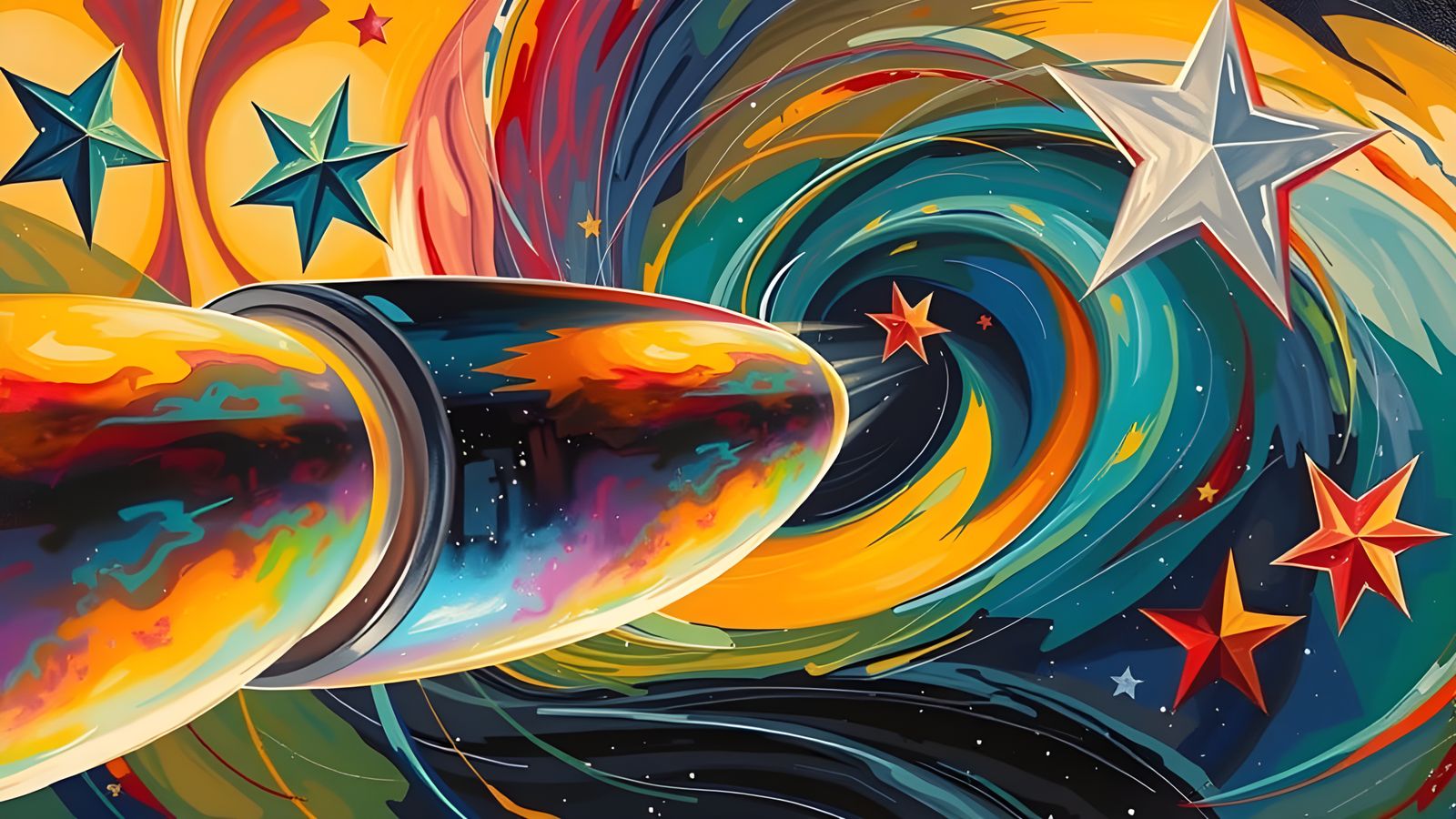 Cyberpunk Vortex Runner in Iridescent Flames