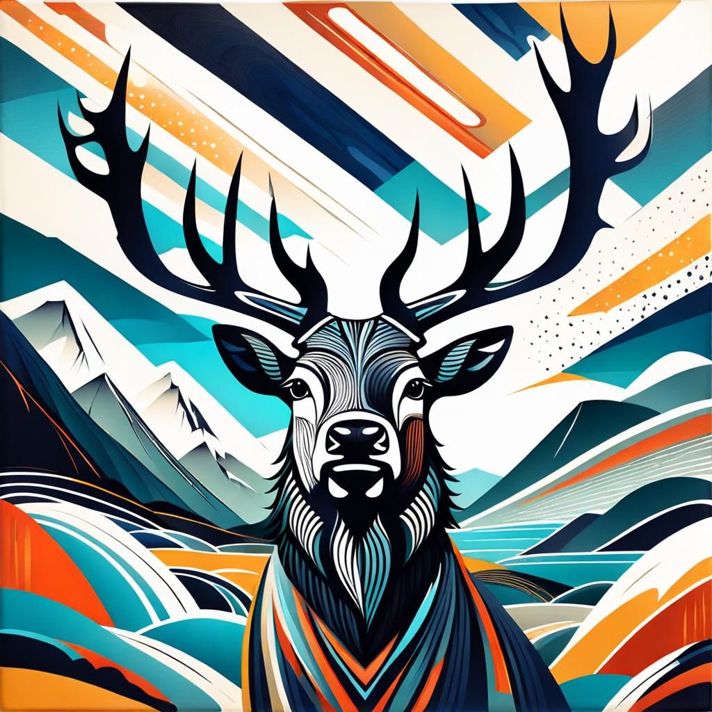 Surreal Stag in Abstract Scottish Highlands