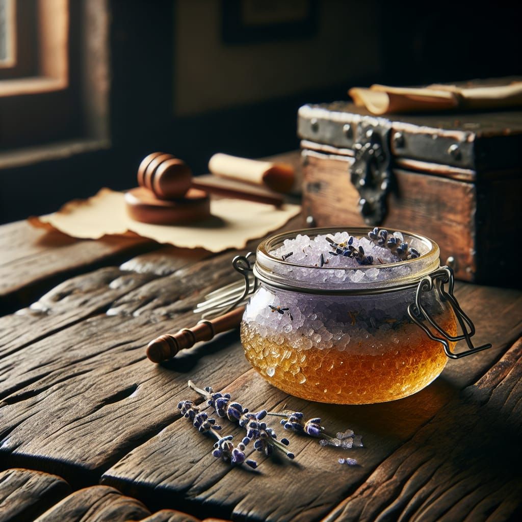 Lavender and Honey Sugar Scrub in Medieval Apothecary Style