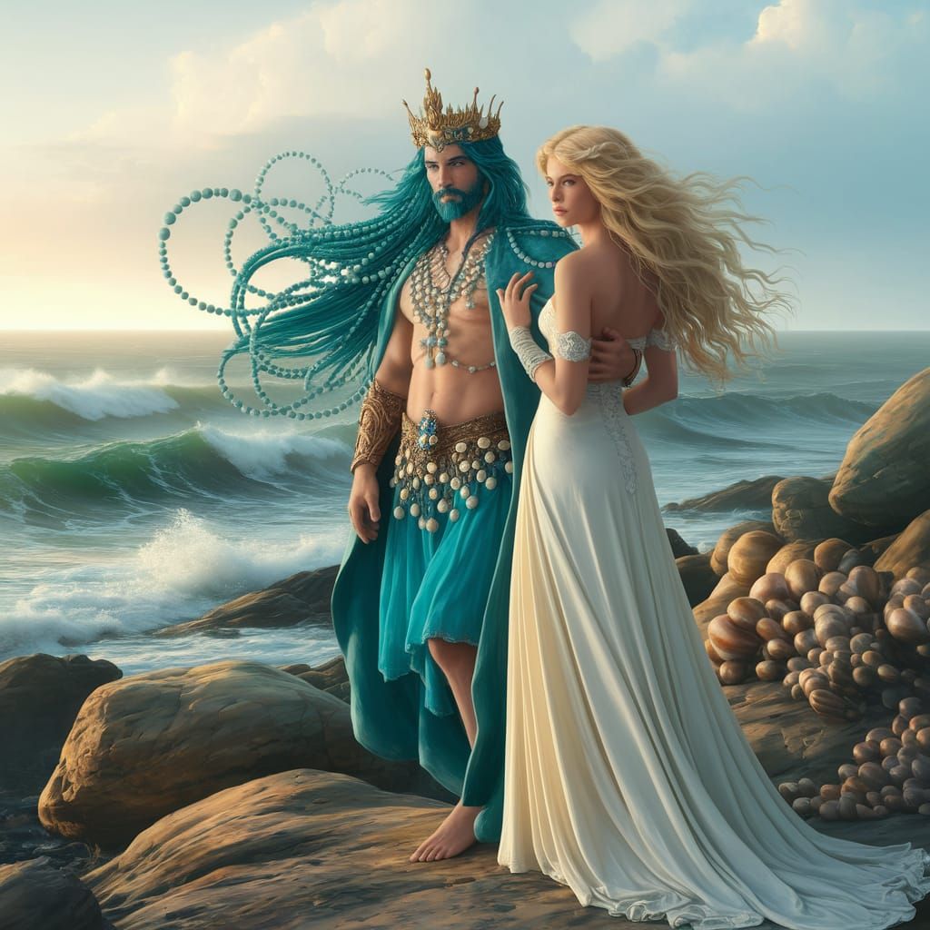 Regal Sea King on Rocky Shore, Renaissance Style