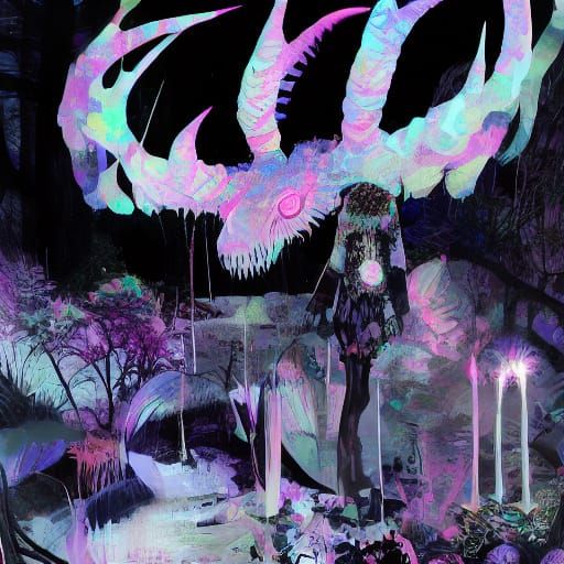 Deer Monster in Forest: Fantasy Concept Art