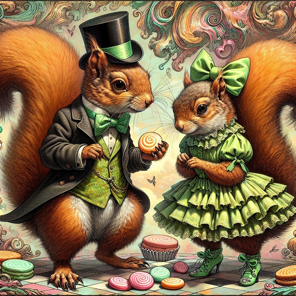 Victorian Squirrels Celebrate Valentine's Day in Neo-Impress...
